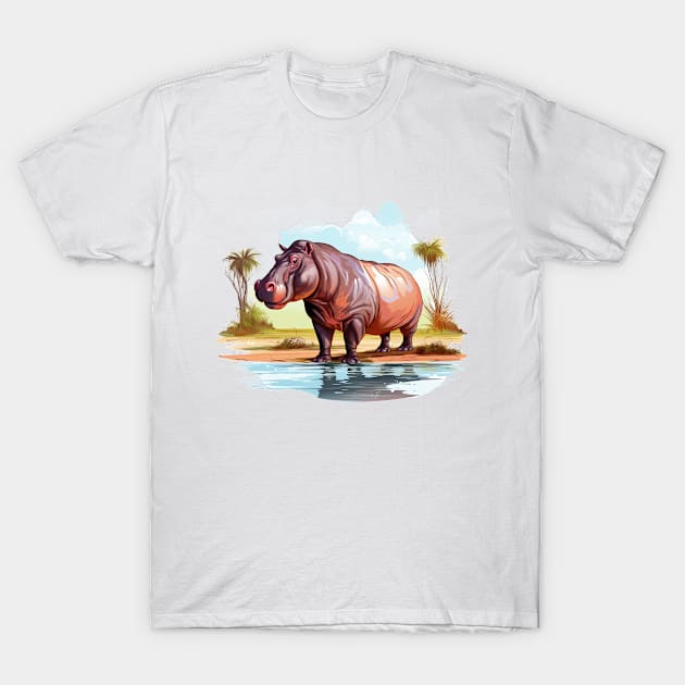 River Hippopotamus T-Shirt by zooleisurelife